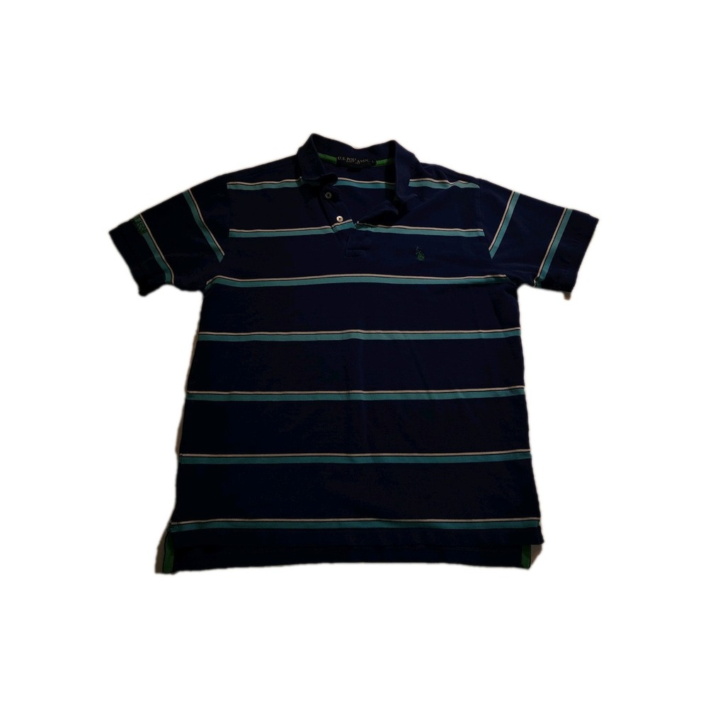 Men's Collared Polo Blue Striped Size L US Polo Association Brand